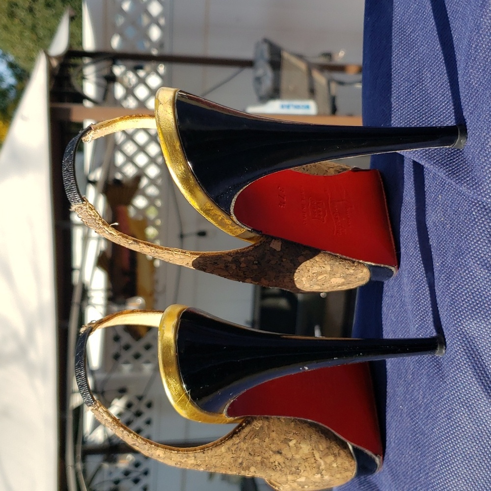 Authentic Christian Louboutin Cork Slingback sz 37 1/2 - Picture 2 of 9